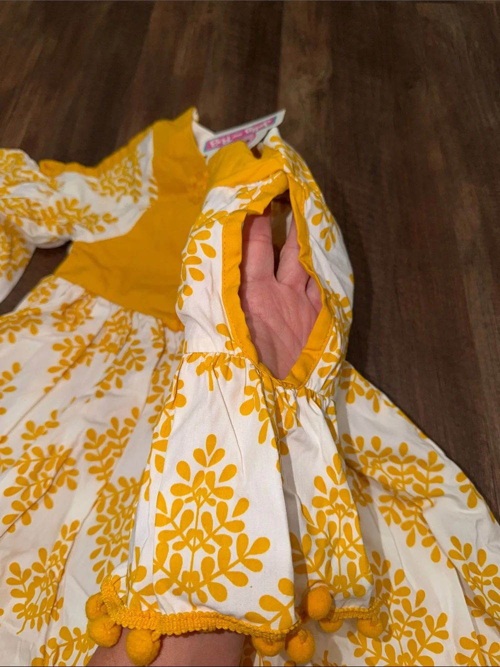 Girl’s Jelly the Pug dress size 4 NWT ❤️ Goldie Boho Woven 🍁 Mustard 3/4 sleeved